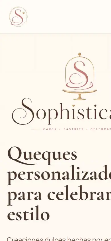 Página principal de Sophisticakes en dispositivo móvil
